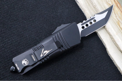 Microtech Mini Troodon Signature Series OTF - Hellhound Blade / Black Finish / Black Anodized Aluminum Handle 819-1TS