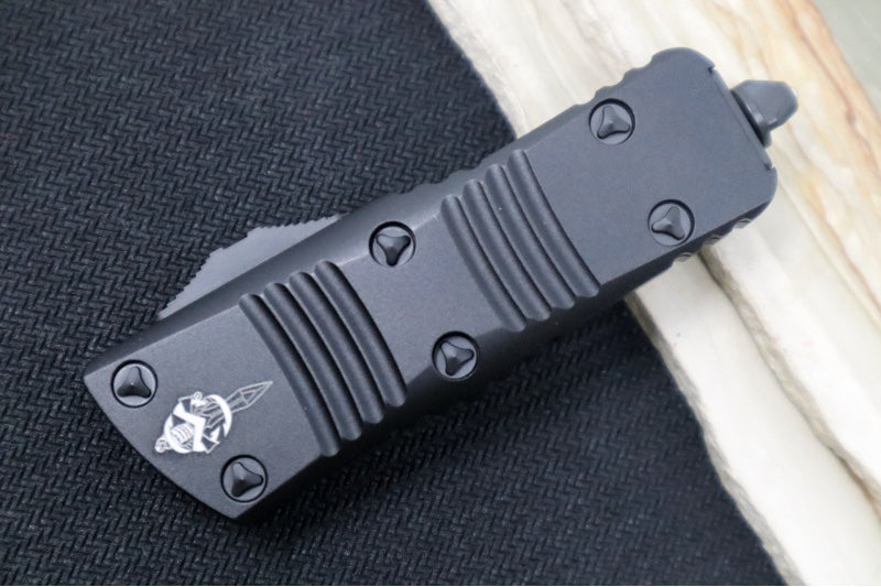 Microtech Mini Troodon Signature Series OTF - Hellhound Blade / Black Finish / Black Anodized Aluminum Handle 819-1TS