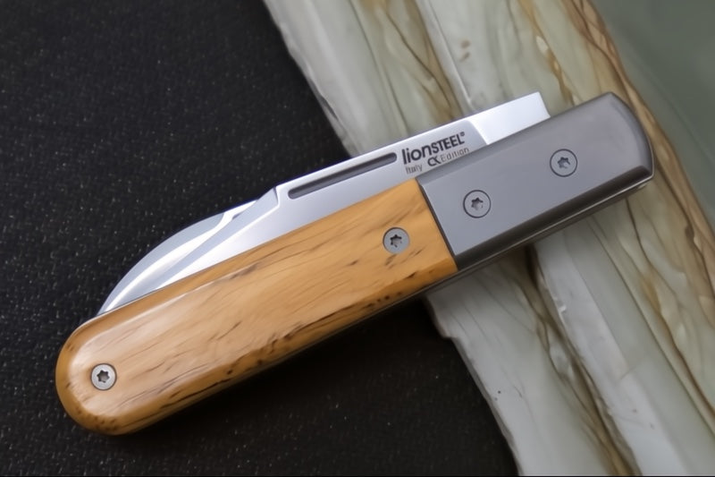 Lionsteel Barlow Slipjoint - Olive Wood Handle / M390 Steel / Clip Point & Warhorse Blade / Satin Finish CK0122UL - Northwest Knives