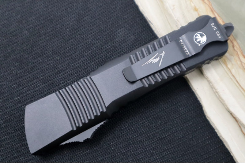 Microtech Combat Troodon Signature Series OTF Tactical - Black Finish / Warhound Blade / Black Anodized Aluminum Handle 219W-1TS