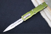 Microtech Dirac OTF - Dagger Blade with Partial Serrations / Stonewash Finish / OD Green Aluminum Handle 225-11OD - Northwest Knives