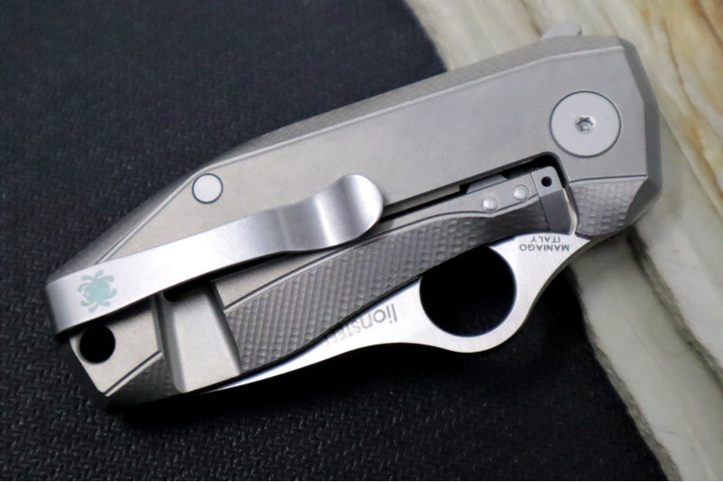 Spyderco Spynano FLASH BATCH - Green Canvas Micarta & Titanium Handle / M398 Steel / Satin Finish / Drop Point Blade C268MTIP