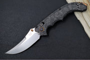 Benchmade Mini Bedlam 865-02 - CPM-S90V Steel / Satin Scimitar Blade / Marbled Carbon Fiber Handles - Northwest Knives