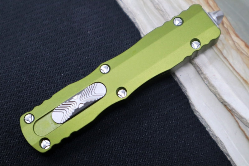Microtech Dirac OTF - Dagger Blade with Full Serrations / Satin Finish / OD Green Aluminum Handle 225-6OD - Northwest Knives