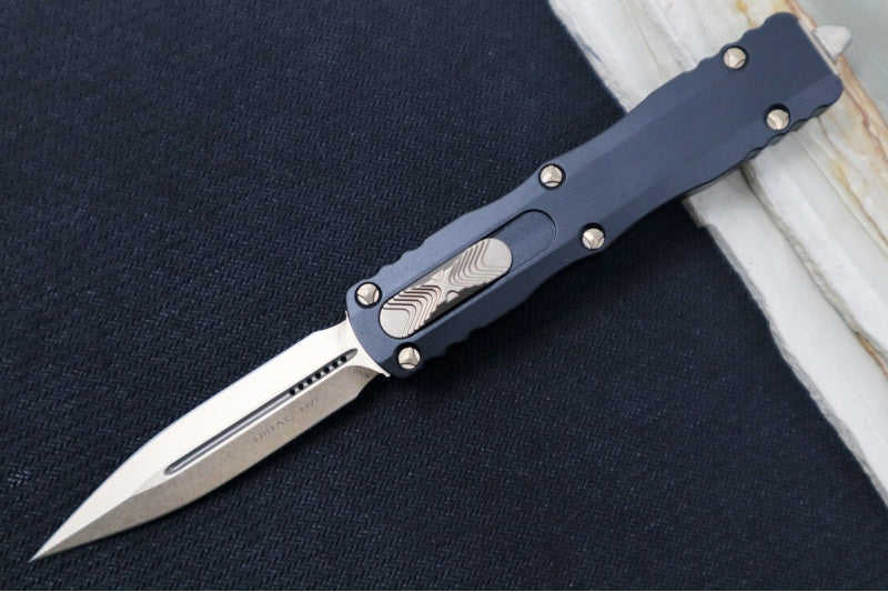Microtech Dirac OTF - Double Edge / Bronzed Blade & Hardware / Black Anodized Aluminum Handle 225-13