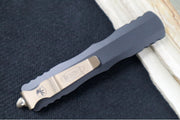 Microtech Dirac OTF - Double Edge / Bronzed Blade & Hardware / Black Anodized Aluminum Handle 225-13 - Northwest Knives