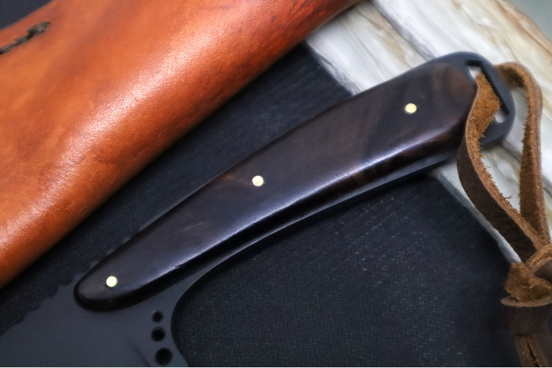 Emery Custom Knives Fixed Blade 3.5" - Desert Ironwood Handle / CPM-S35VN Blade / Hand-Stiched Brown Leather Sheath ZC00062470