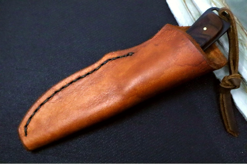 Emery Custom Knives Fixed Blade 3.5" - Desert Ironwood Handle / CPM-S35VN Blade / Hand-Stiched Brown Leather Sheath ZC00062470