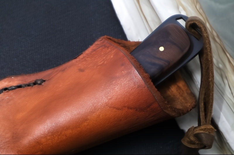 Emery Custom Knives Fixed Blade 3.5" - Desert Ironwood Handle / CPM-S35VN Blade / Hand-Stiched Brown Leather Sheath ZC00062470