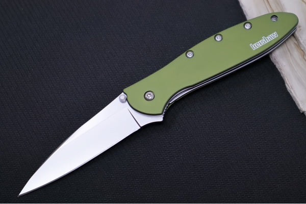 Kershaw 1660OL Leek Flipper - Satin 14C28N Blade / OD Green