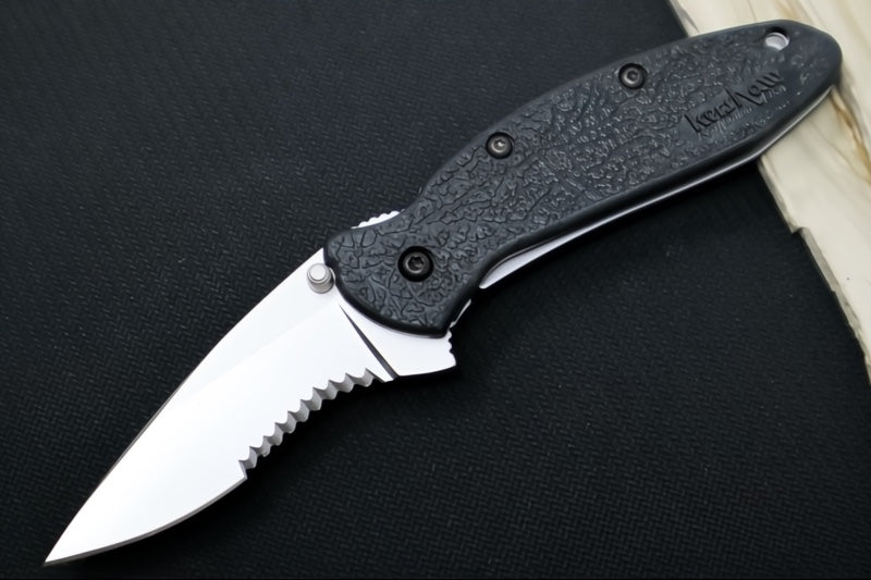 Kershaw 1620ST Scallion Flipper - Partial Serrated Satin Blade / Black Handle - Northwest Knives