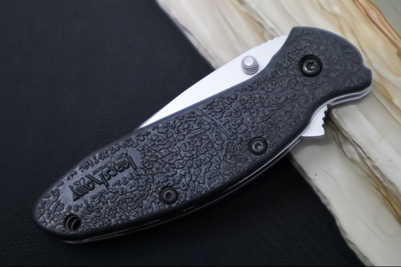 Kershaw 1620ST Scallion Flipper - Partial Serrated Satin Blade / Black Handle - Northwest Knives