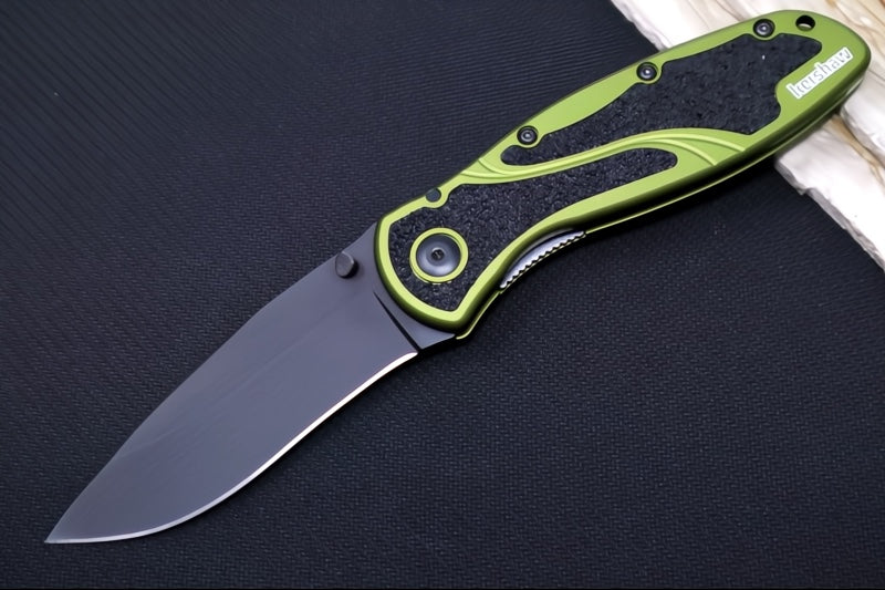 Kershaw 1670OLBLK Blur - Black DLC 14C28 Stainless Blade / OD Green Anodized Aluminum Handle - Northwest Knives