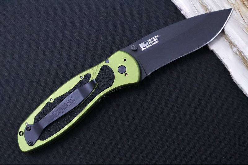 Kershaw 1670OLBLK Blur - Black DLC 14C28 Stainless Blade / OD Green Anodized Aluminum Handle - Northwest Knives