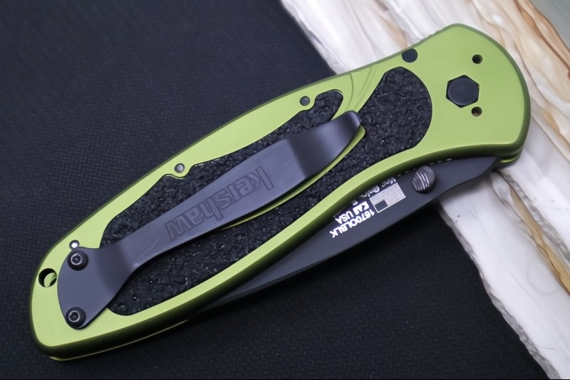 Kershaw 1670OLBLK Blur - Black DLC 14C28 Stainless Blade / OD Green Anodized Aluminum Handle - Northwest Knives