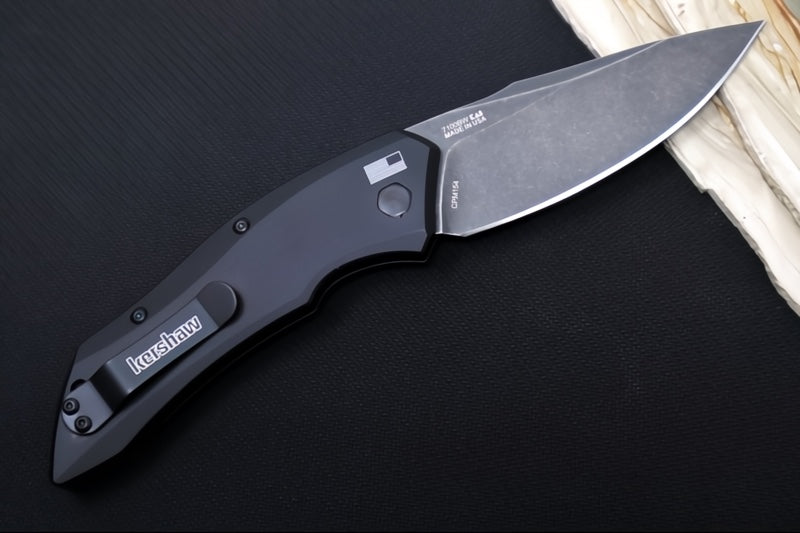 Kershaw 7100BW Launch 1 Auto - Black Wash Blade / Black Aluminum Handle