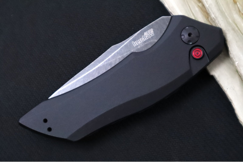 Kershaw 7100BW Launch 1 Auto - Black Wash Blade / Black Aluminum Handle