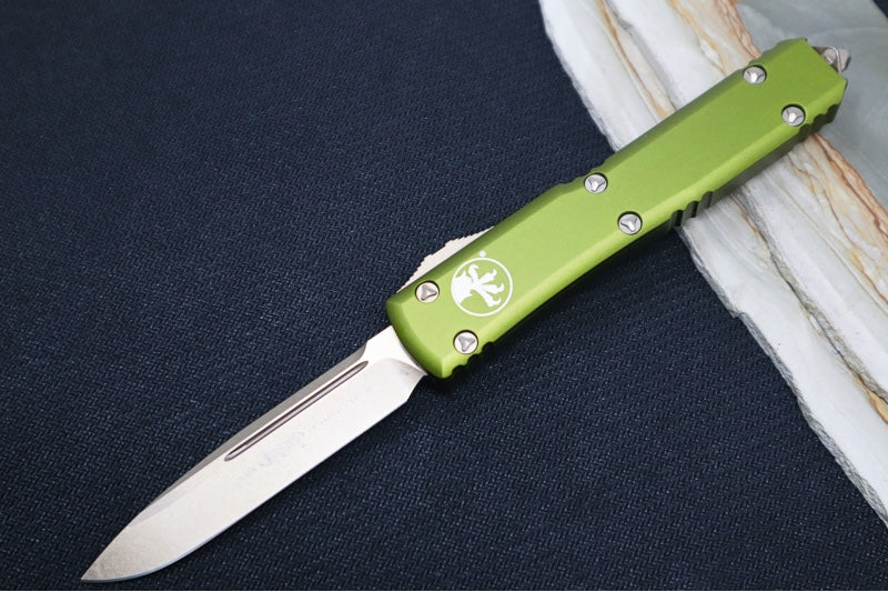 Microtech Ultratech OTF - Single Edge Blade / Bronzed Finish / OD Green Anodized Aluminum Handle - 121-13OD