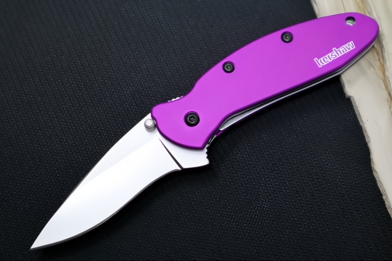 Kershaw 1620PUR Scallion Flipper - Satin Blade / Purple Aluminum Handle - Northwest Knives