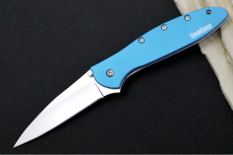 Kershaw 1660TEAL Leek Flipper - Stonewash 14C28N Blade / Teal Aluminum Handle
