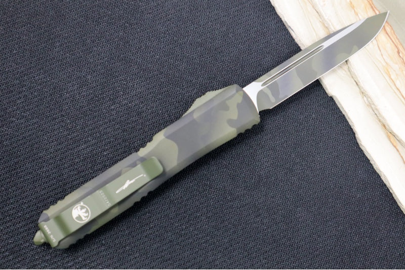 Microtech Ultratech Signature Series OTF - Single Edge Blade / Olive Camo Finish / Olive Camo Coated Handle 121-1OCS