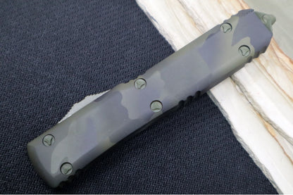 Microtech Ultratech Signature Series OTF - Single Edge Blade / Olive Camo Finish / Olive Camo Coated Handle 121-1OCS