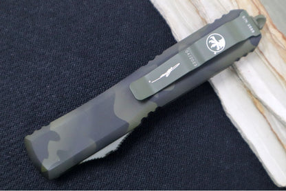 Microtech Ultratech Signature Series OTF - Single Edge Blade / Olive Camo Finish / Olive Camo Coated Handle 121-1OCS