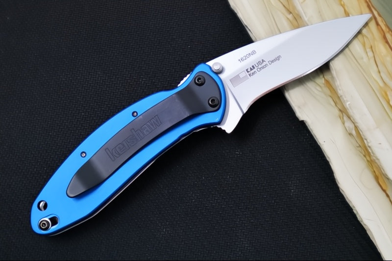 Kershaw 1620NB Scallion Flipper - Satin 420HC Blade / Blue Aluminum Handle