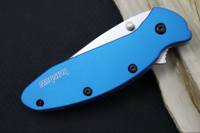 Kershaw 1620NB Scallion Flipper - Satin 420HC Blade / Blue Aluminum Handle