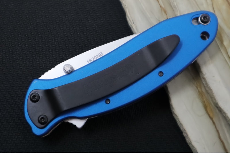 Kershaw 1620NB Scallion Flipper - Satin 420HC Blade / Blue Aluminum Handle