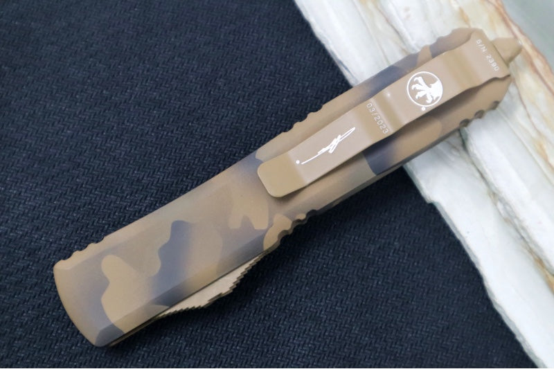 Microtech Ultratech Signature Series OTF - Single Edge Blade / Coyote Camo Finish / Coyote Camo Coated Handle 121-1CCS