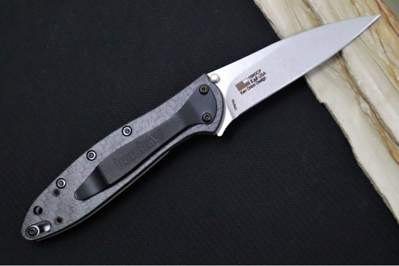 Kershaw 1660CF Leek Flipper - Satin Blade / Carbon Fiber Handle