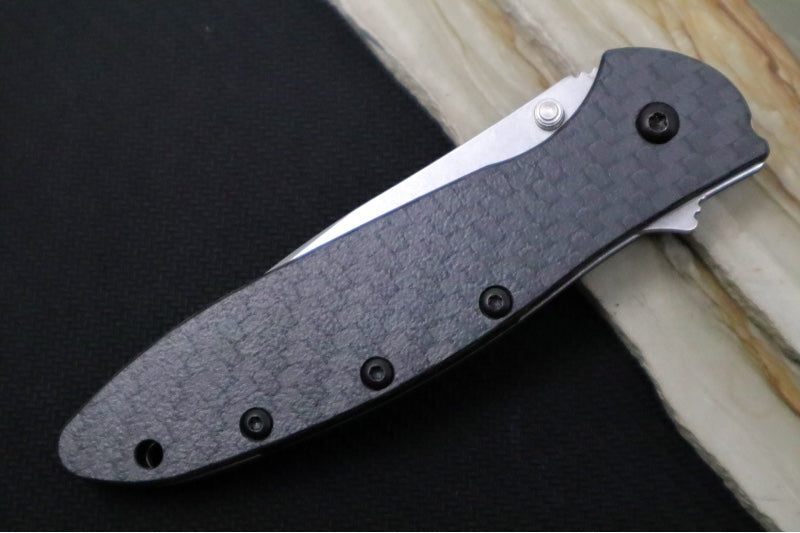 Kershaw 1660CF Leek Flipper - Satin Blade / Carbon Fiber Handle