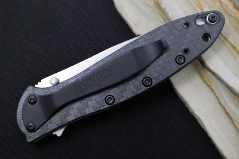 Kershaw 1660CF Leek Flipper - Satin Blade / Carbon Fiber Handle