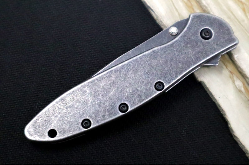 Kershaw 1660BLKW Leek Flipper - Blackwash 14C28N Blade / Blackwash Stainless Steel Handle