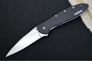Kershaw 1660SWBLK Leek Flipper - Stonewash 14C28N Blade / Black Aluminum Handle - Northwest Knives