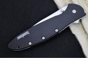 Kershaw 1660SWBLK Leek Flipper - Stonewash 14C28N Blade / Black Aluminum Handle - Northwest Knives