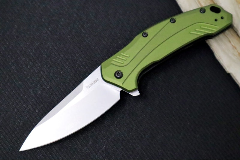 Kershaw Link 1776OLSW - Stonewashed Blade / CPM-Magnacut Steel / Olive Green Aluminum Handle