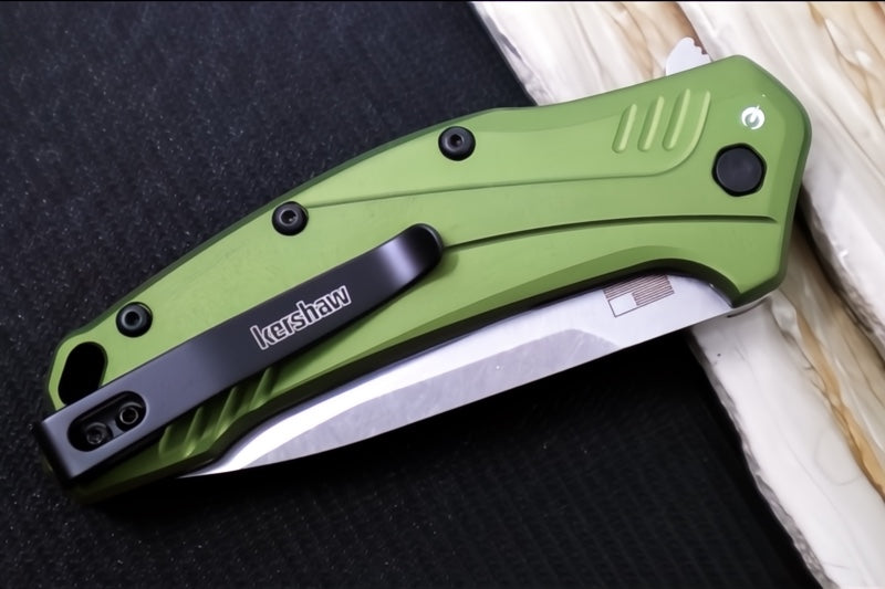 Kershaw Link 1776OLSW - Stonewashed Blade / CPM-Magnacut Steel / Olive Green Aluminum Handle