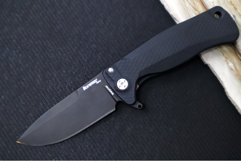 Lionsteel SR-22 Black Aluminum Integral Flipper - Black Blade - SR22A-BB