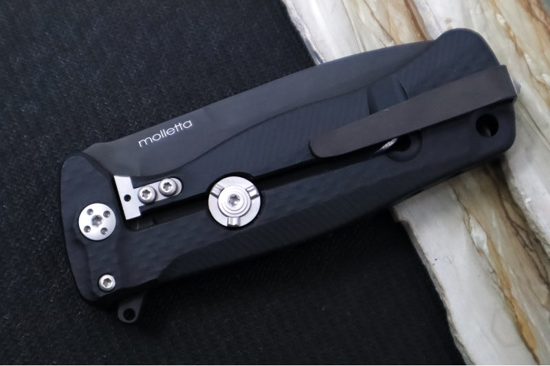 Lionsteel SR-22 Black Aluminum Integral Flipper - Black Blade - SR22A-BB