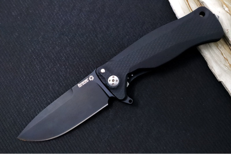 Lionsteel SR-11 Black Aluminum Integral Flipper - Black Blade - SR11A-BB - Northwest Knives