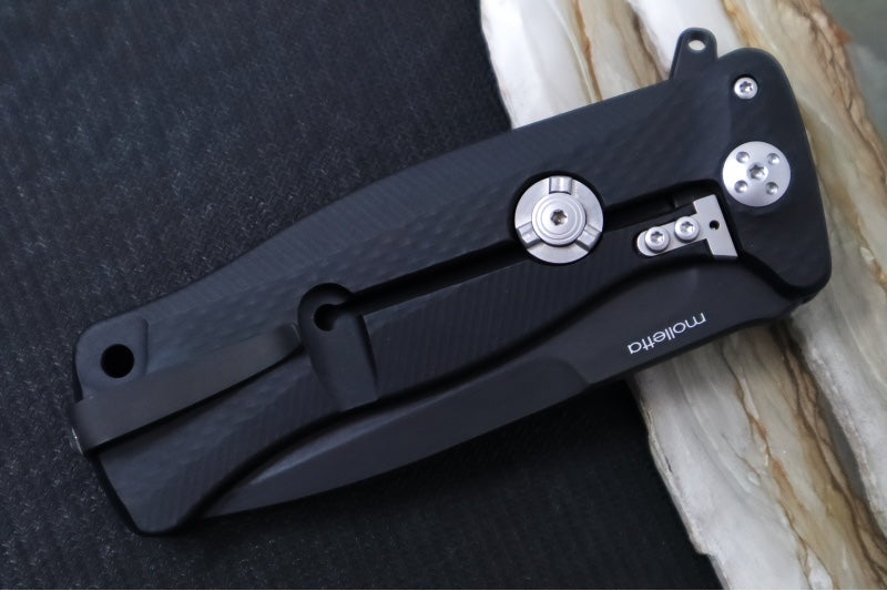 Lionsteel SR-11 Black Aluminum Integral Flipper - Black Blade - SR11A-BB