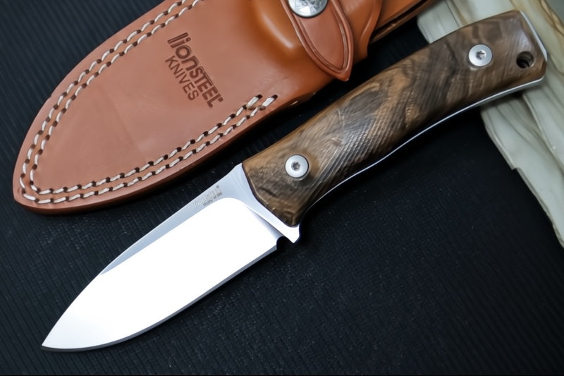 Lionsteel M4 Hunting Knife w/ Walnut Handle - Fixed Blade
