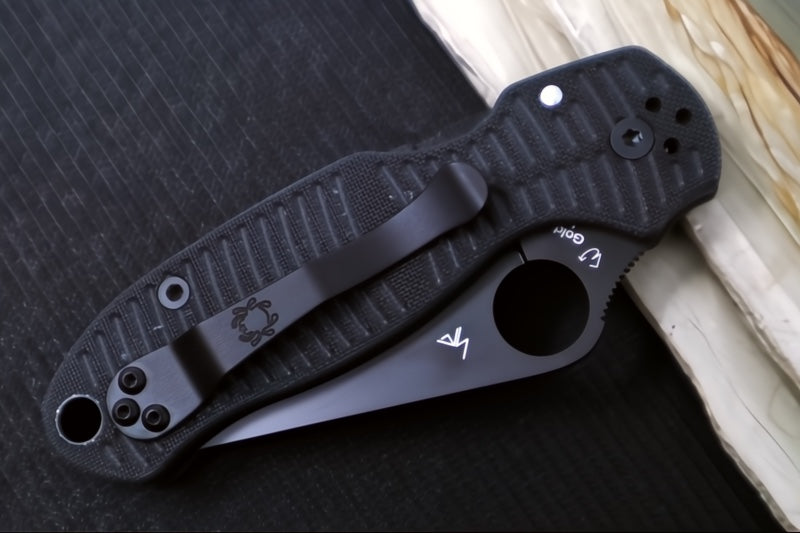 Spyderco Paramilitary 3 Salt Blackout - Black G-10 / CPM-Magnacut Steel / Black DLC Finish - C223GMCBKP - Northwest Knives