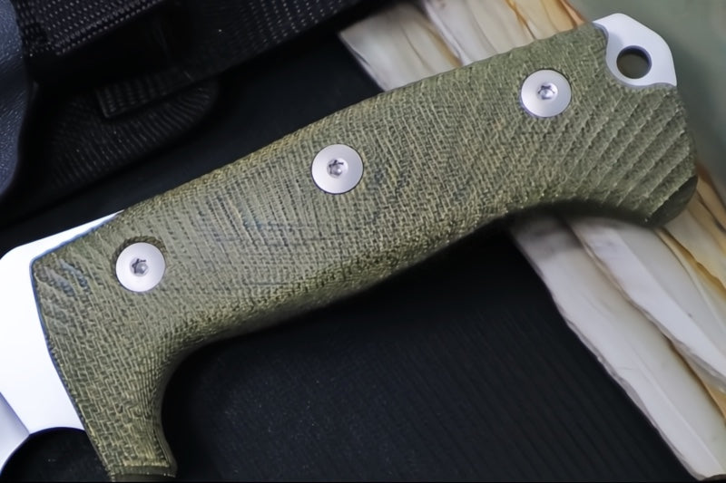 Lionsteel M7 Fixed Blade Hunting Knife - Green Canvas Micarta Handle
