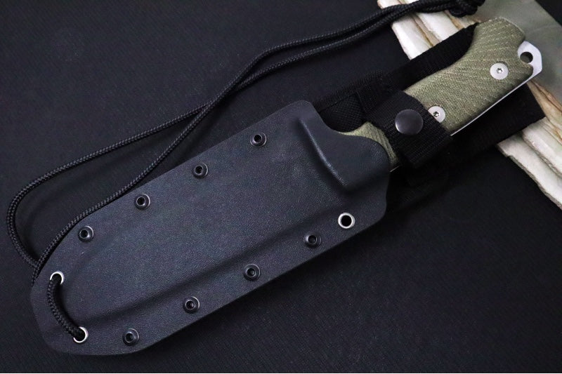 Lionsteel M7 Fixed Blade Hunting Knife - Green Canvas Micarta Handle