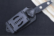 Microtech Socom Alpha Mini Warcom - Warcom Blade with Full Serrates / Stonewash Finish / Black G-10 Handle 93M-12 - Northwest Knives
