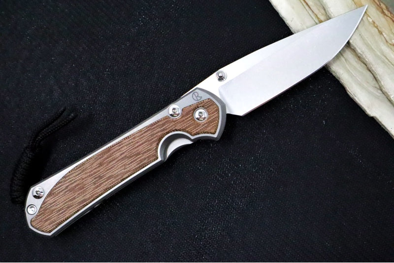 Chris Reeve Knives Large Sebenza 31 Left Handed Glass Blasted - Drop Point Blade / Natural Canvas Micarta L31-1661