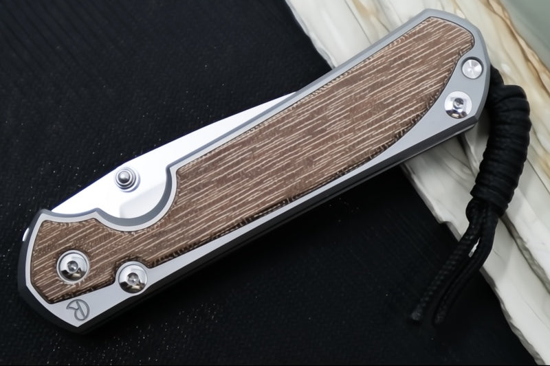 Chris Reeve Knives Large Sebenza 31 Left Handed Glass Blasted - Drop Point Blade / Natural Canvas Micarta L31-1661